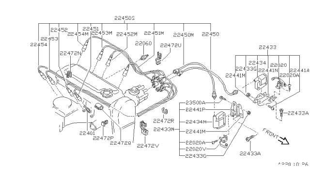 1987 Nissan 200SX Exhaust Ignition Coil Diagram for 22462-07F10
