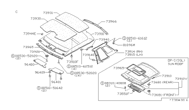 1988 Nissan 200SX Roof Trimming Diagram 1