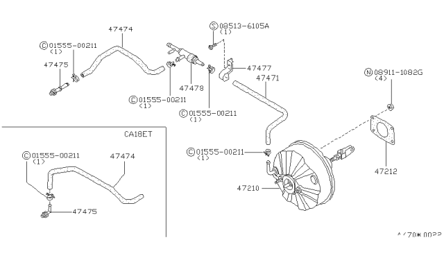 1987 Nissan 200SX Hose Booster Diagram for 47474-06F00