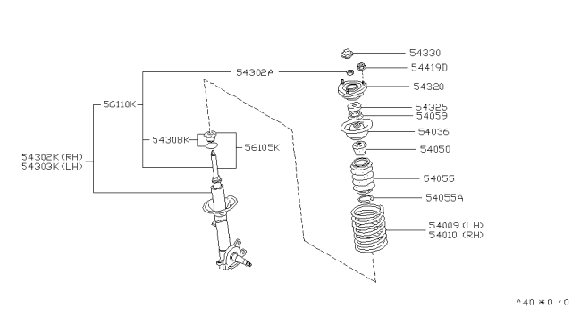 1984 Nissan 200SX Shock Absorber Diagram for 56110-01F25