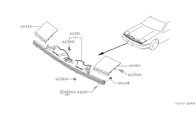 1988 Nissan 200SX Front Grille Diagram