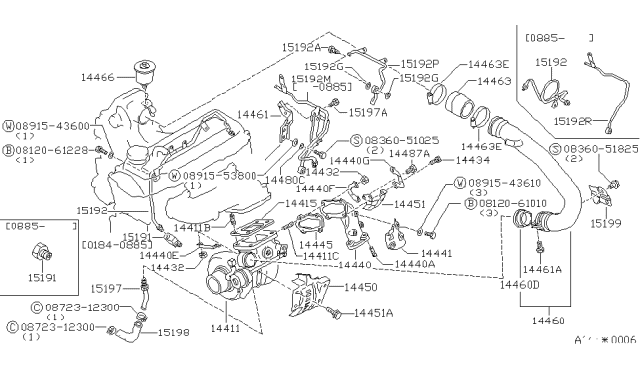 1986 Nissan 200SX Charger Turbo Diagram for 14411-17F06