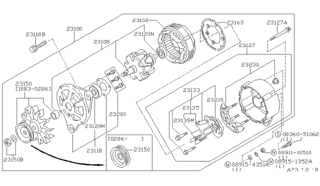 1986 Nissan 200SX Bearing Ball Diagram for 23120-S9710