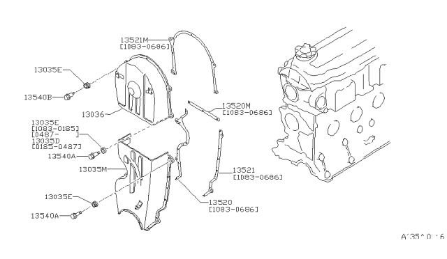 1987 Nissan 200SX Cover-Front Diagram for 13562-V5502