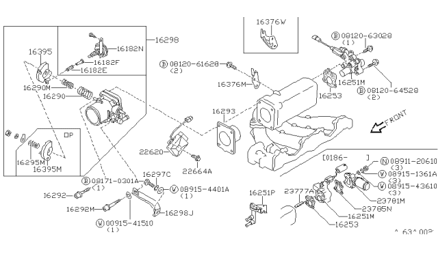 1987 Nissan 200SX Gasket-Throttle Chamber Diagram for 16175-V5270