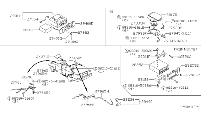 1984 Nissan 200SX Adapter Cable Din Diagram for 28378-C8000