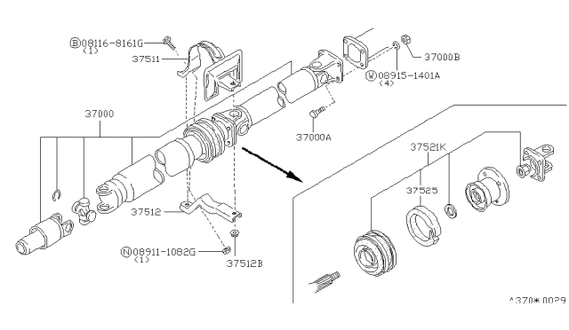 1988 Nissan 200SX Shaft ASY PRP Op Diagram for 37000-33F00