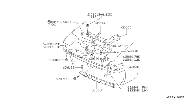 1984 Nissan 200SX Front Panel Fitting Diagram