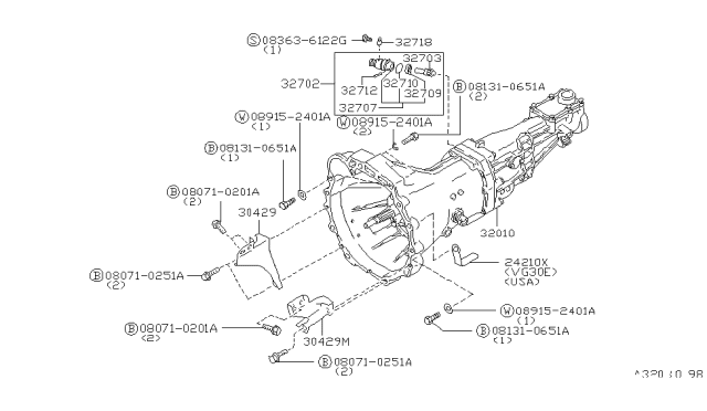 1987 Nissan 200SX Manual Transmission Diagram for 32010-33F02