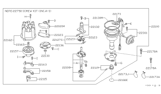 1986 Nissan 200SX Rotor Dist Diagram for 22157-03P01