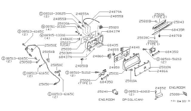 1987 Nissan 200SX Plate Assy-Printed Circuit Diagram for 24814-32F00