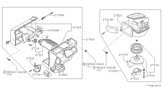 1986 Nissan 200SX Blower Assy-Front Diagram for 27200-06F05