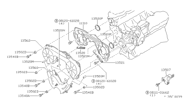 1987 Nissan 200SX Gasket-Front Cover L Diagram for 13521-D0114