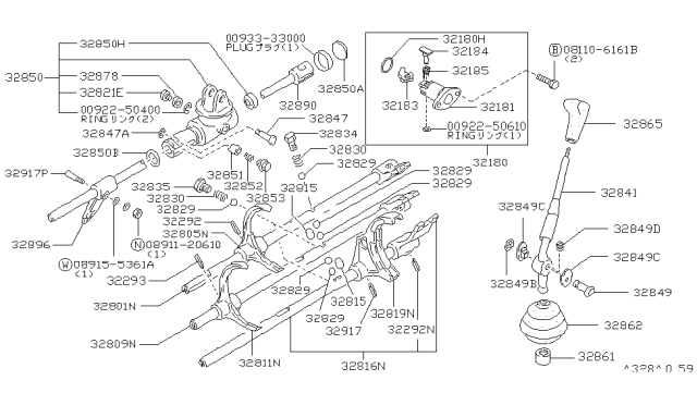 1985 Nissan 200SX Fork Shift Diagram for 32805-Q0102