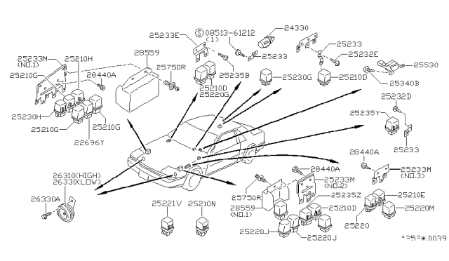1988 Nissan 200SX Relay Diagram for 25230-C9973