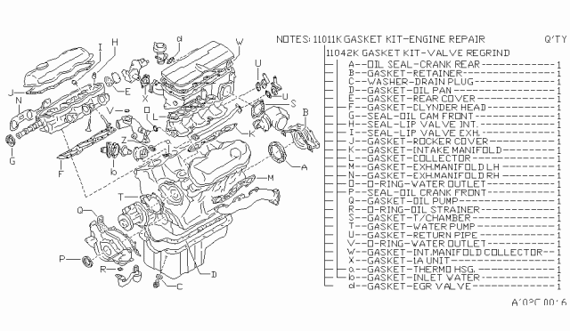 1986 Nissan 200SX Gasket Kit-Engine Diagram for 10101-07F25