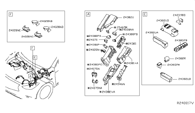 2014 Nissan Pathfinder Cover-FUSIBLE Link Holder Diagram for 24382-3JV0C