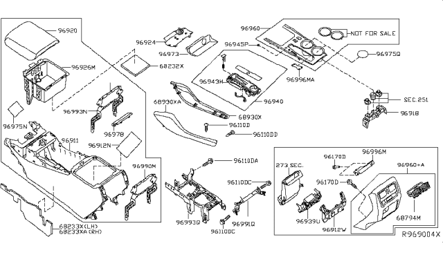 2014 Nissan Pathfinder FINISHER Console Diagram for 96931-3KA4B