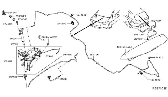 2014 Nissan Pathfinder Inlet-Washer Tank Diagram for 28915-3JA0C