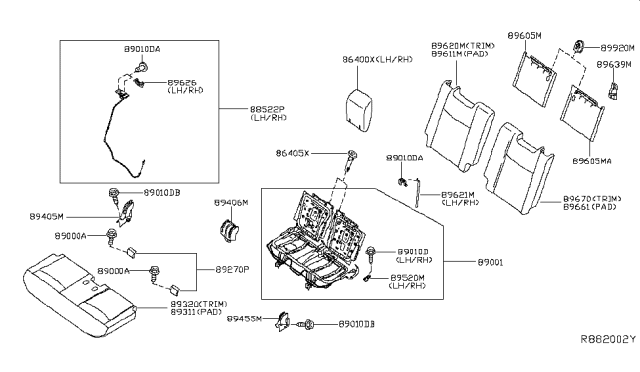 2014 Nissan Pathfinder Cover-RECLINING Device Center Diagram for 89406-3KA5B