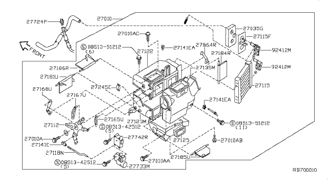 2001 Nissan Quest Mode Actuator Assembly Diagram for 27141-7B020
