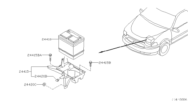 2001 Nissan Quest Bracket Battery Diagram for 64860-7B000