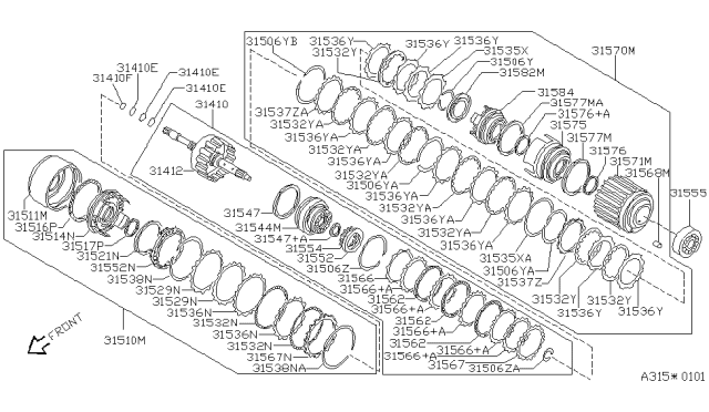 2001 Nissan Quest Plate-Retaining Diagram for 31537-80L16