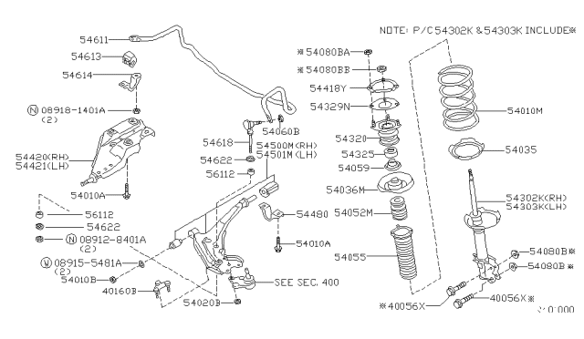 2002 Nissan Quest Link Complete-Front Suspension,Lower RH Diagram for 54500-7B000