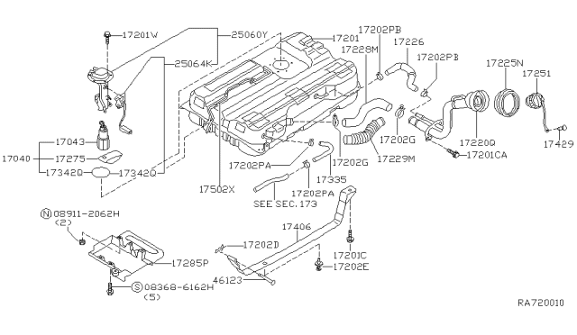 2000 Nissan Quest Fuel Tank Sending Unit Diagram for 25060-7B025