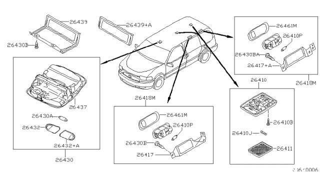 1999 Nissan Quest Lamp Assembly-Room Diagram for 26410-7B012