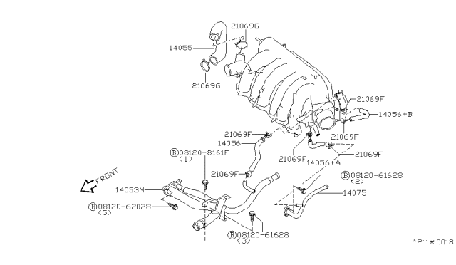 2002 Nissan Quest Hose-Water Diagram for 14056-7B003