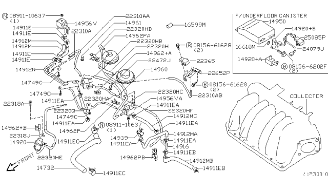 2002 Nissan Quest Valve Assy-Control Diagram for 14930-5M000