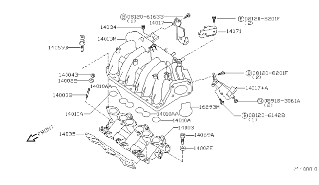 2002 Nissan Quest Collector-Intake Manifold Diagram for 14005-7B000