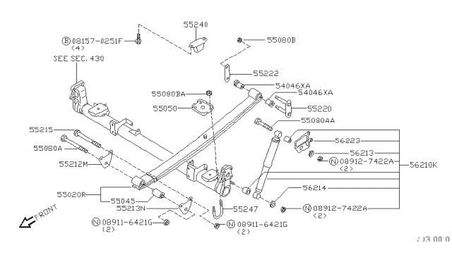 2001 Nissan Quest Shackle-Rear Spring Diagram for 55222-1B700