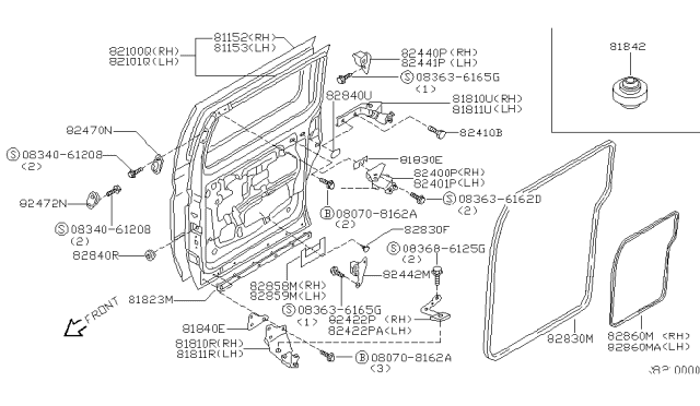 2003 Nissan Quest Stopper-Lower Roller Diagram for 82422-2Z000