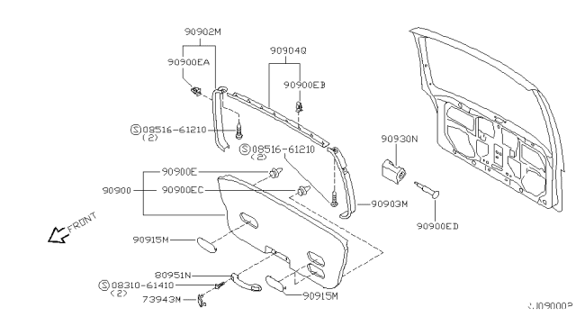 2001 Nissan Quest Cap-Assist Grip Diagram for 73943-7B001