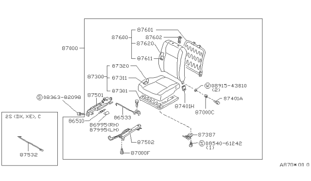 1986 Nissan Sentra Front Seat Diagram 2