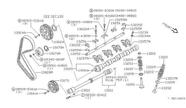 1982 Nissan Sentra Belt Timing Diagram for 13028-16A01