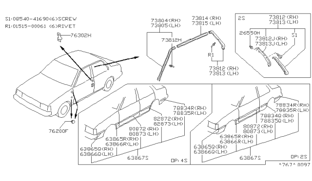 1982 Nissan Sentra Body Side Fitting Diagram 2