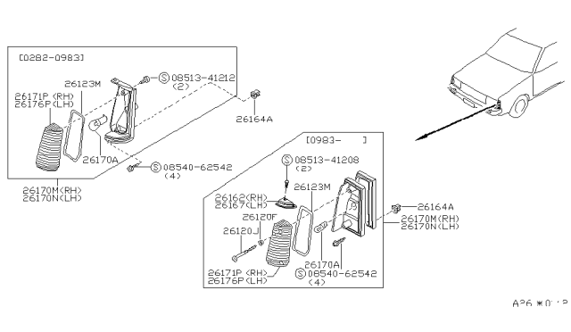 1984 Nissan Sentra Lamp-Clearance Diagram for 26145-33A00