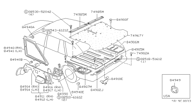 1983 Nissan Sentra Trunk & Luggage Room Trimming Diagram 3