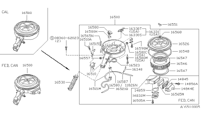 1983 Nissan Sentra Packing Diagram for 16547-19900