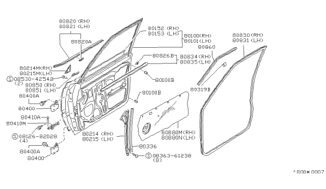 1985 Nissan Sentra Molding-Front Out RH Diagram for 80820-35A00