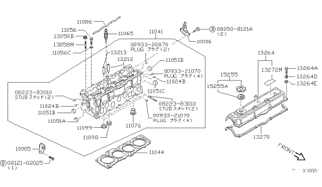 1985 Nissan Sentra Gasket Cylinder Head Diagram for 11044-D2801