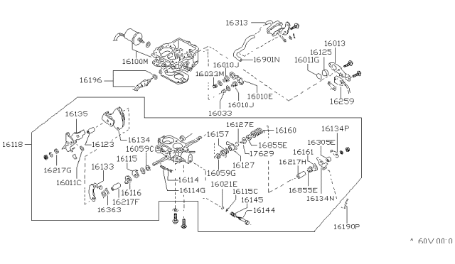 1985 Nissan Sentra Throttle Body Diagram for 16118-34M20