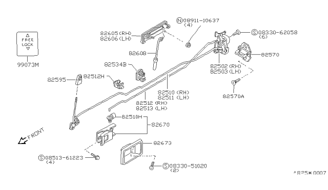 1986 Nissan Sentra Rod Outside Diagram for 82608-01A00