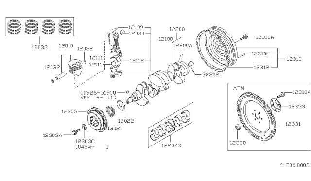1985 Nissan Sentra SPROCKET Crank Diagram for 13021-16A00