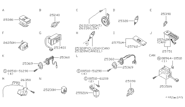 1986 Nissan Stanza Horn Assembly-High Diagram for 26310-21R00
