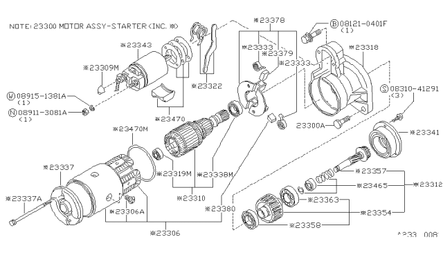 1986 Nissan Stanza Motor Assy-Starter Diagram for 23300-20R10