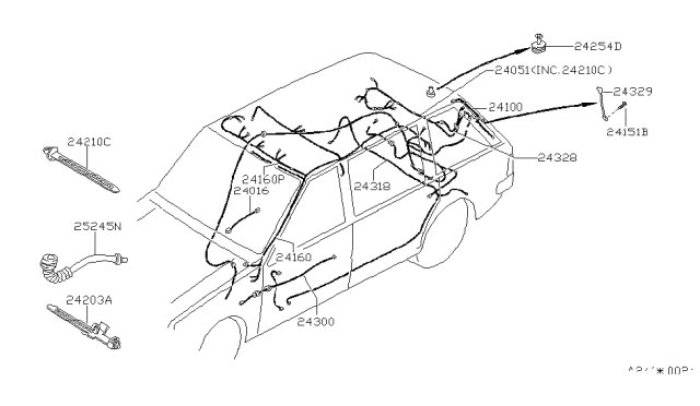 1987 Nissan Stanza Harness ASY-Console Diagram for 24017-29R00